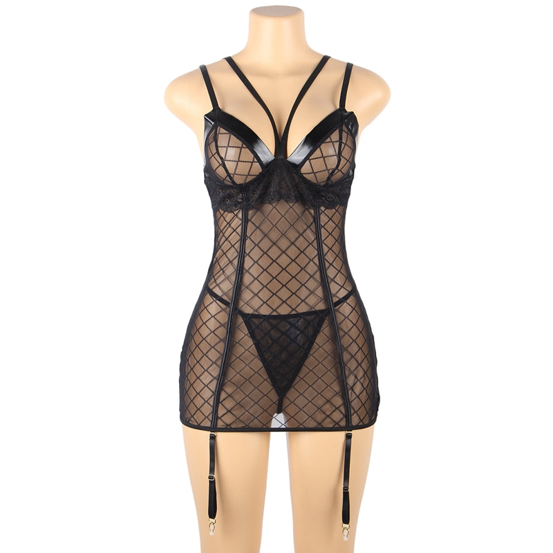 Gartered Mesh Lace Lingerie