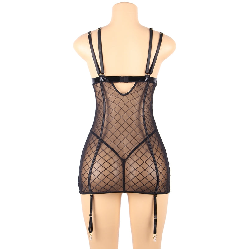 Gartered Mesh Lace Lingerie