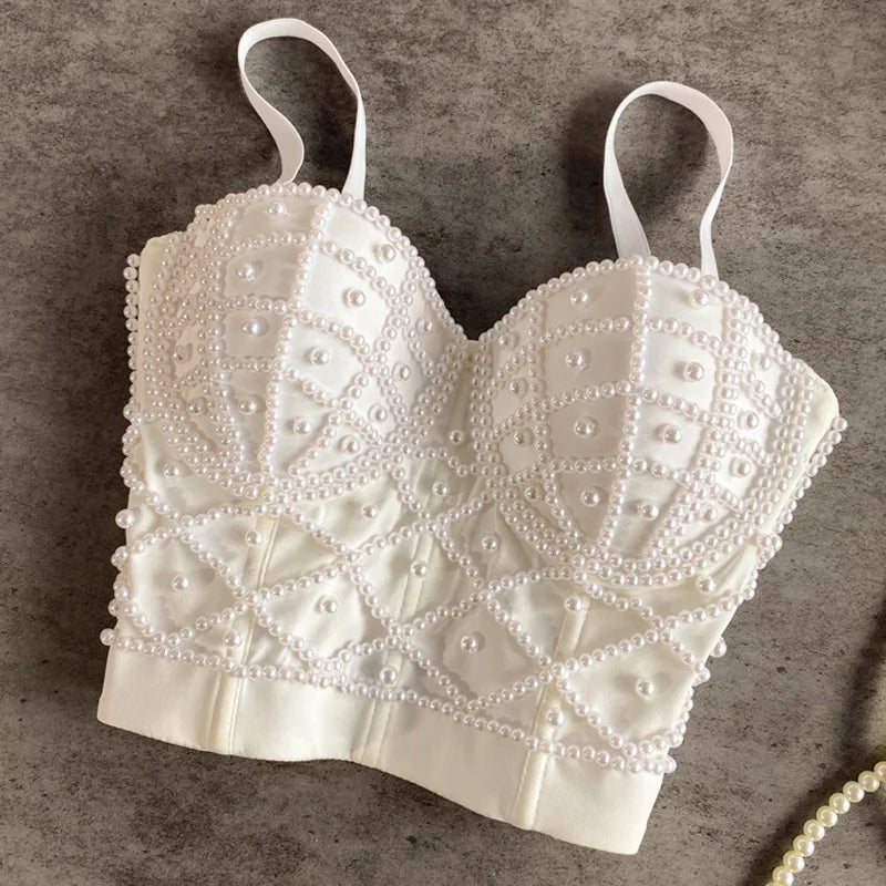 Full Beads Female Corset with Pearls