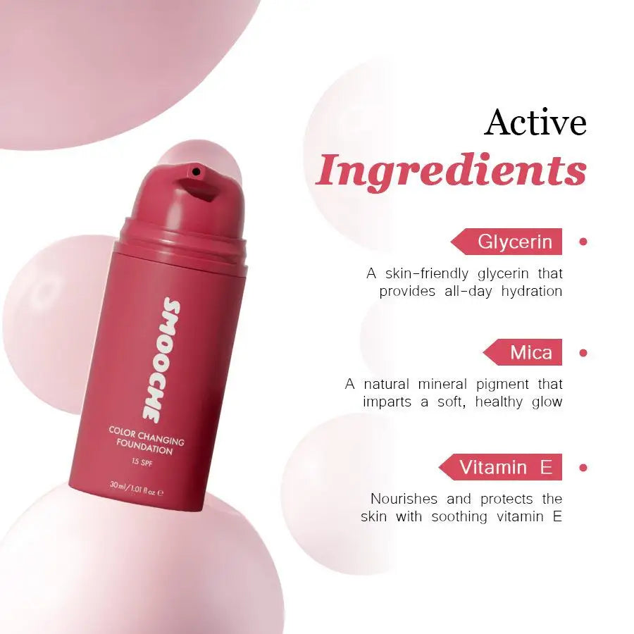 Smooche Color Changing Foundation Self-Adjusting Shade Long-Lasting Makeup