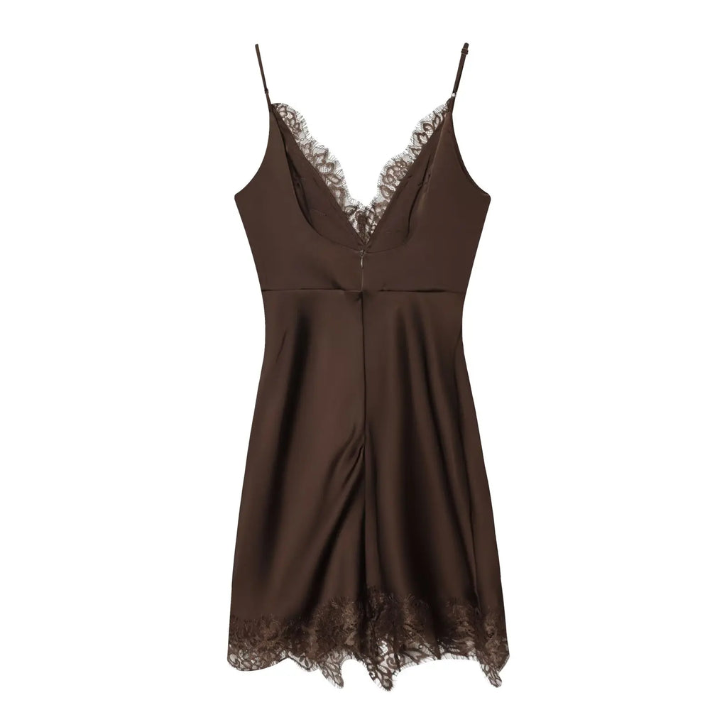 Women Lace Trim Cami Dress