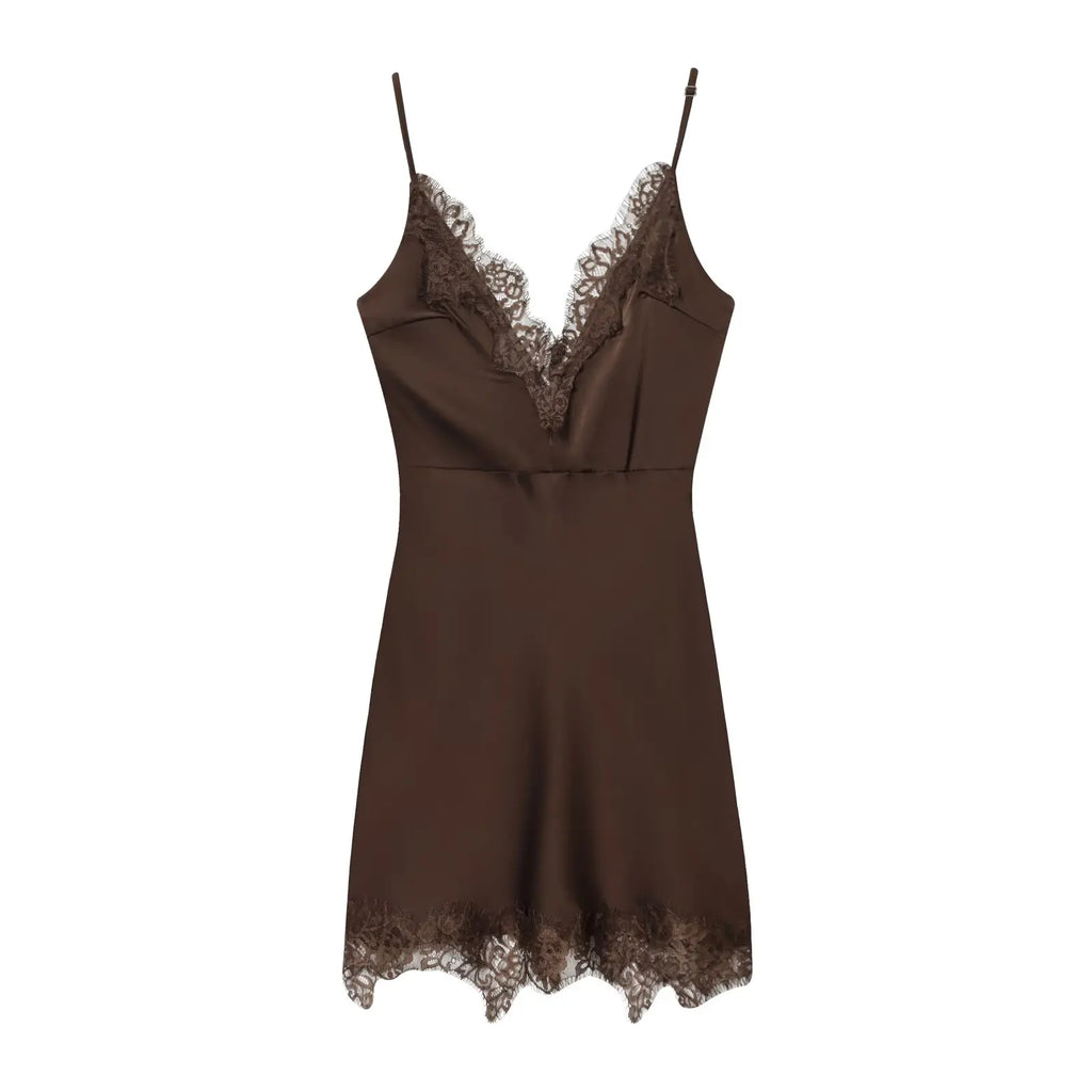 Women Lace Trim Cami Dress