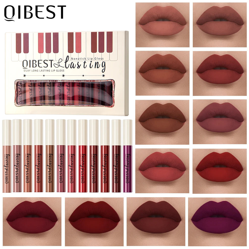 12pcs/set Matte Lip Gloss Waterproof Lasting Liquid Lipstick