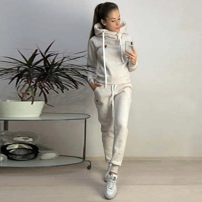 Women Tracksuit Casual Hoodies Sweatshirt Pant Set Lounge Wear