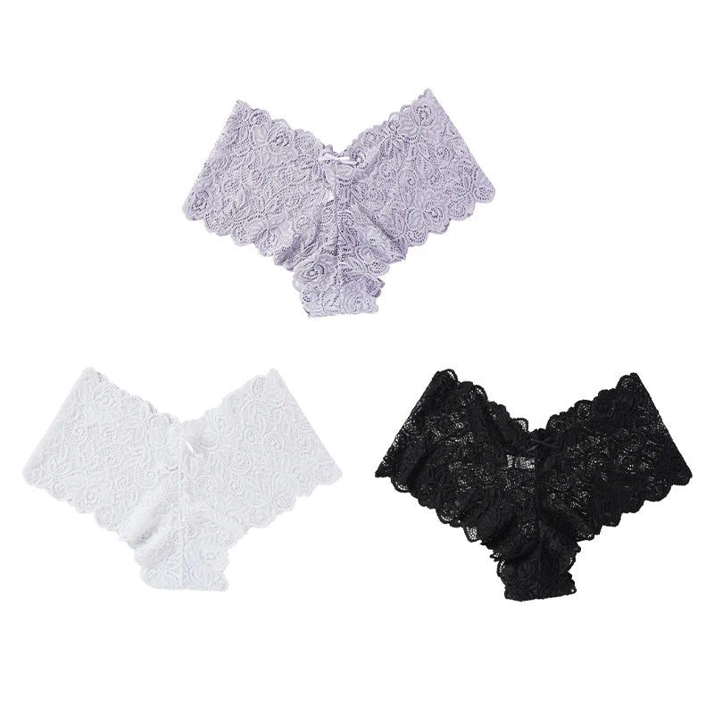 3Pcs Sexy Floral Lace Panties Women Briefs