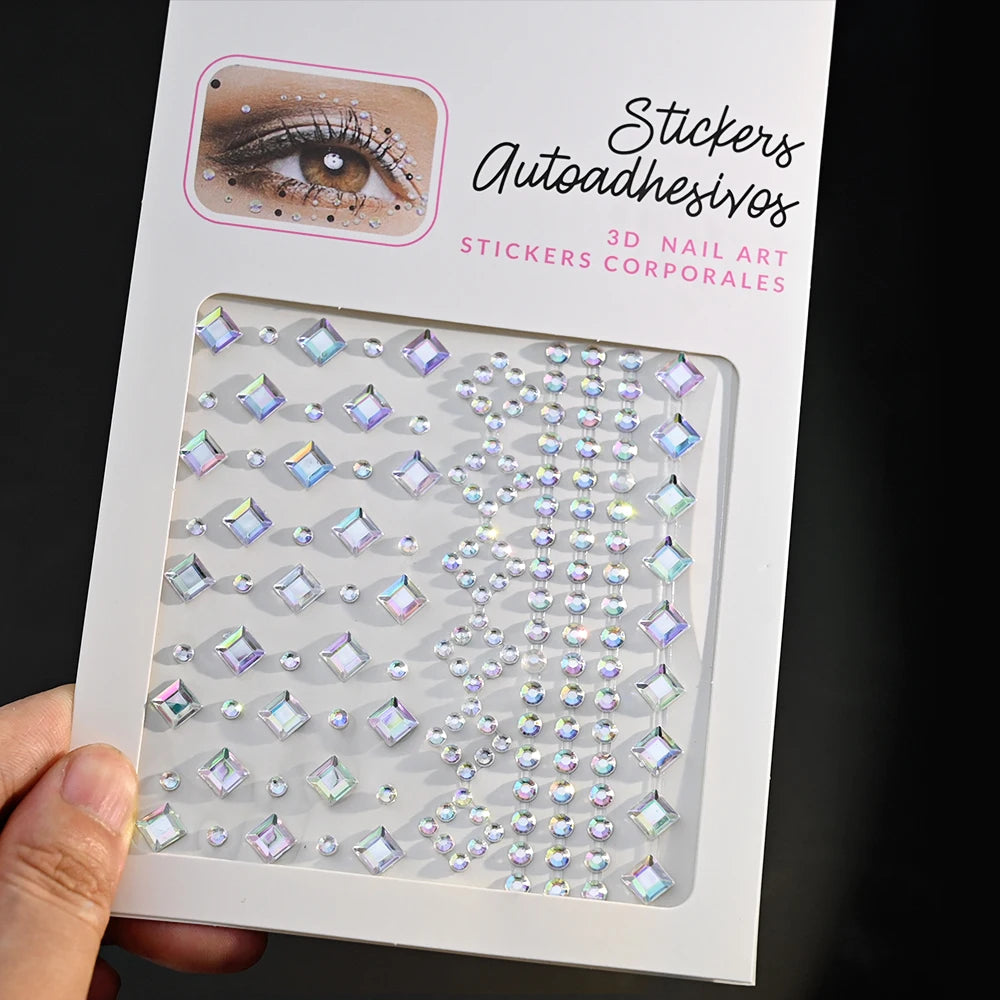 900pcs Face Gem Stickers Self Adhesive Waterproof