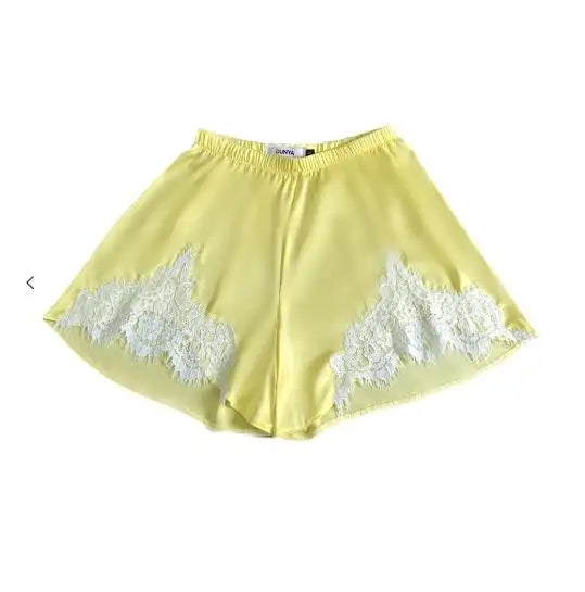 Cute Women Satin Silk Lace Trim Shorts Silky Low Rise Boxer Shorts