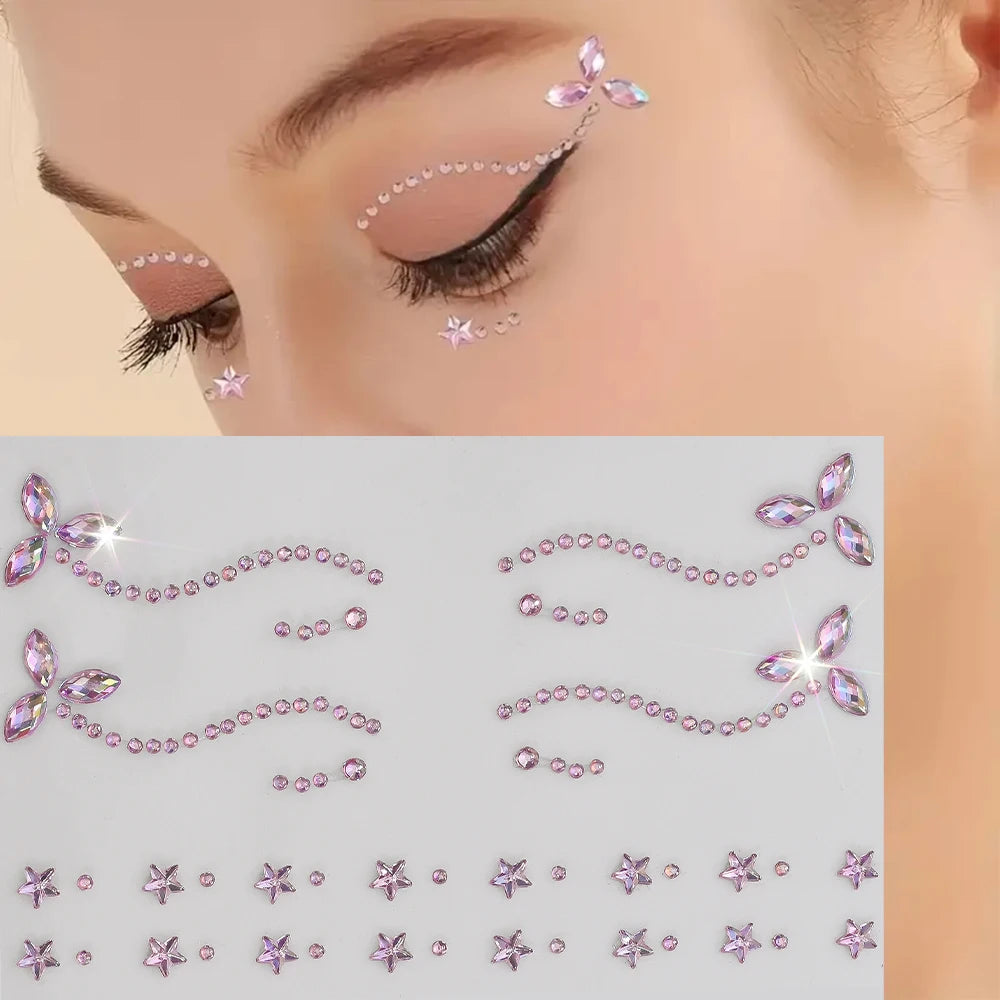 900pcs Face Gem Stickers Self Adhesive Waterproof