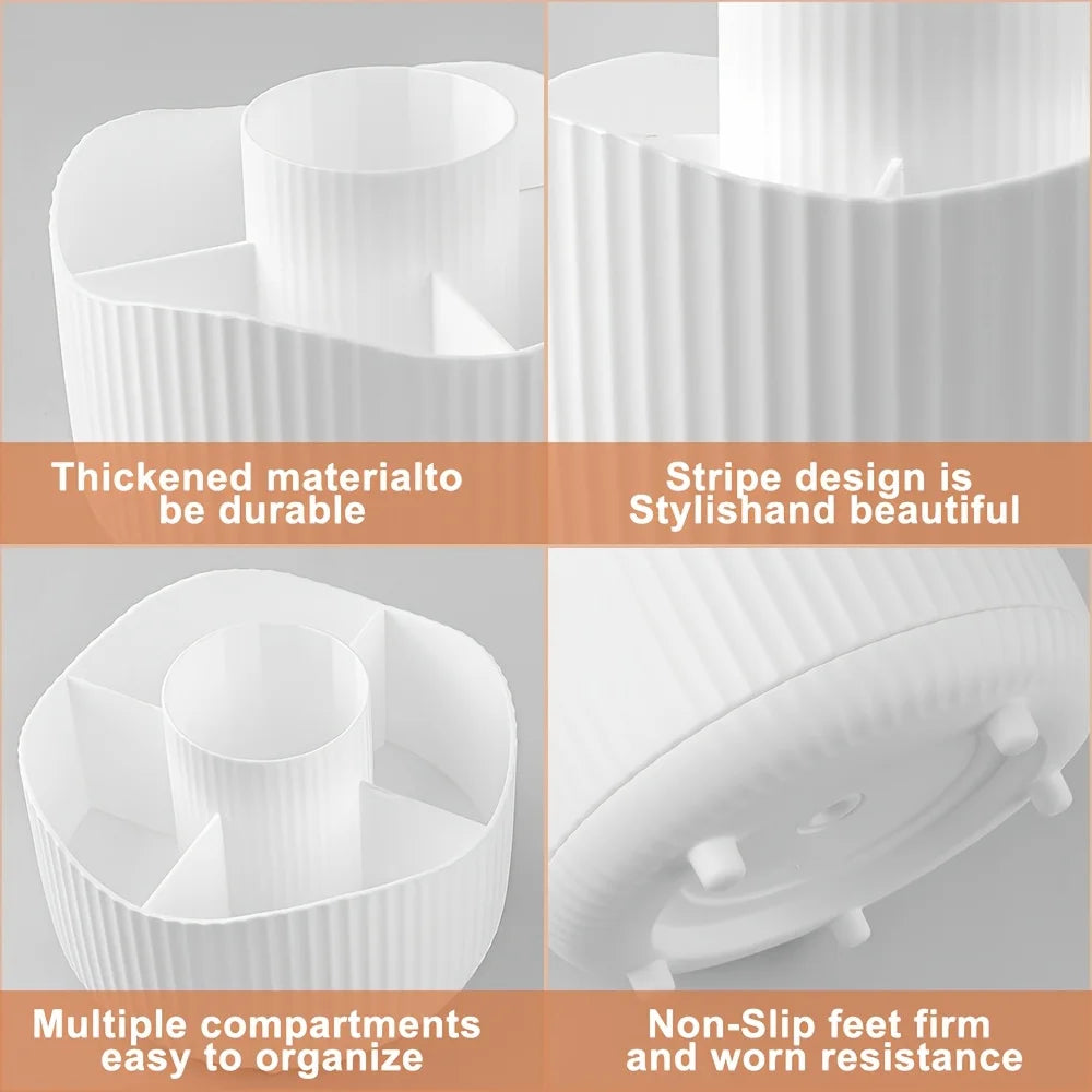 Desktop Rotating Makeup Organizer Cosmetics Storage Box Slot Makeup Versatile Holder for Brushes
