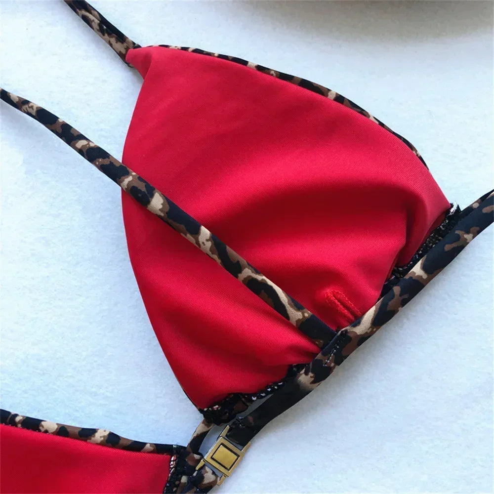Sexy String Bikini Leopard Print Triangle Thong Brazilian Beach Bathing Suit