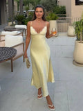 Satin Sexy Lace Spliced Sling Dress Women Sleeveless Backless Dress
