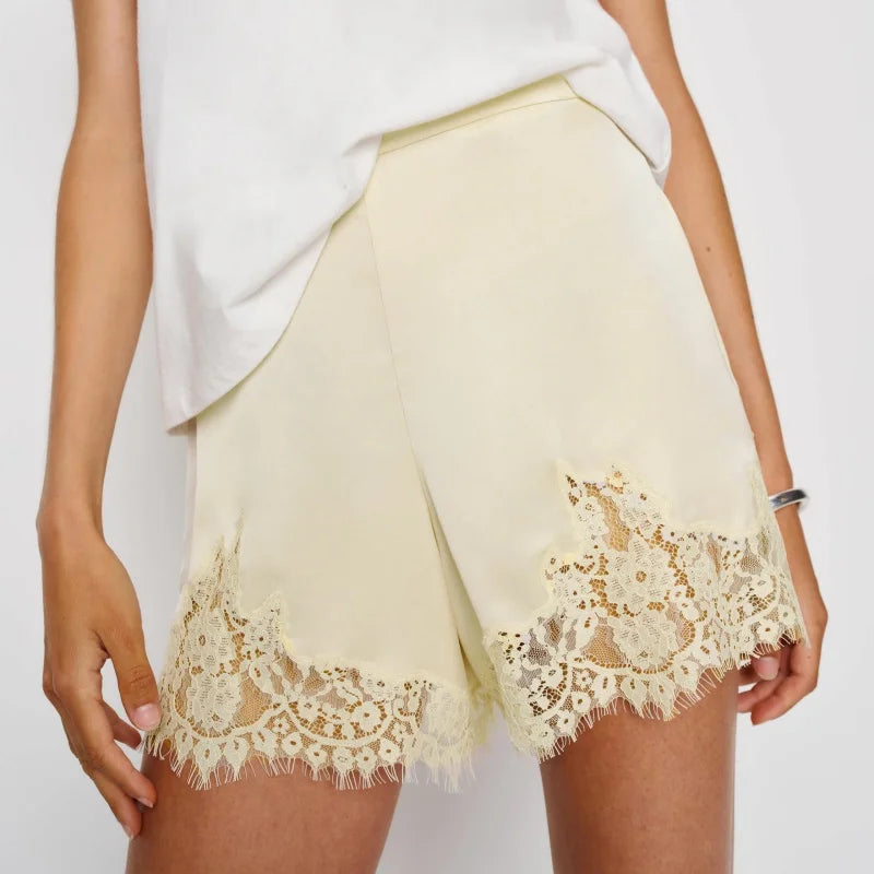 Women Slik Lace Trim Shorts Mini Slip Boxer Shorts