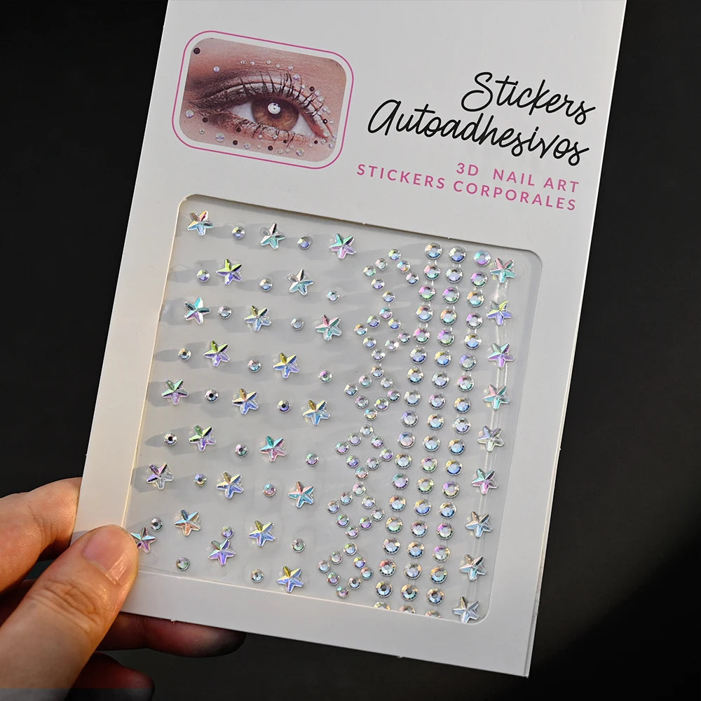 900pcs Face Gem Stickers Self Adhesive Waterproof