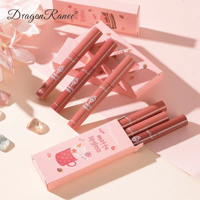 3PCS/Set Velvet Matte Nude Liquid Lipstick Long Lasting Waterproof Lipgloss Kit