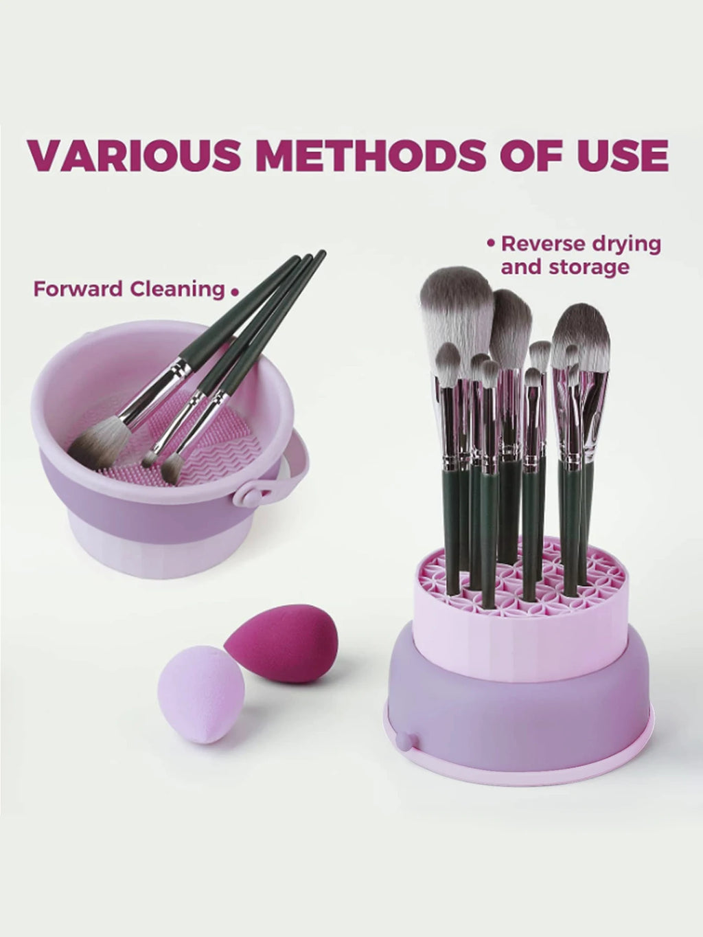 3 in 1 Makeup Brush Cleaner Dryer Organizer Silicone Wash Station & Storage Mat