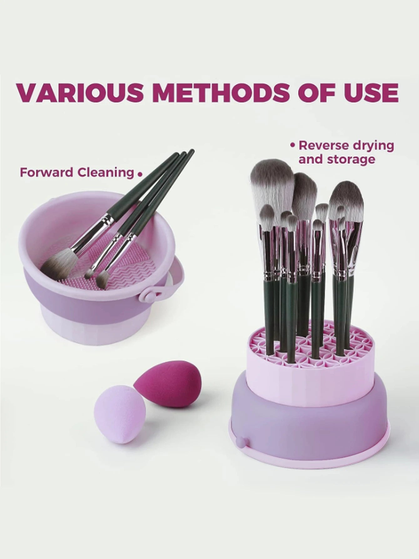 3 in 1 Makeup Brush Cleaner Dryer Organizer Silicone Wash Station & Storage Mat
