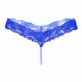 Erotic Sexy Lace T-Pants Pearl Massage Crotchless Panties