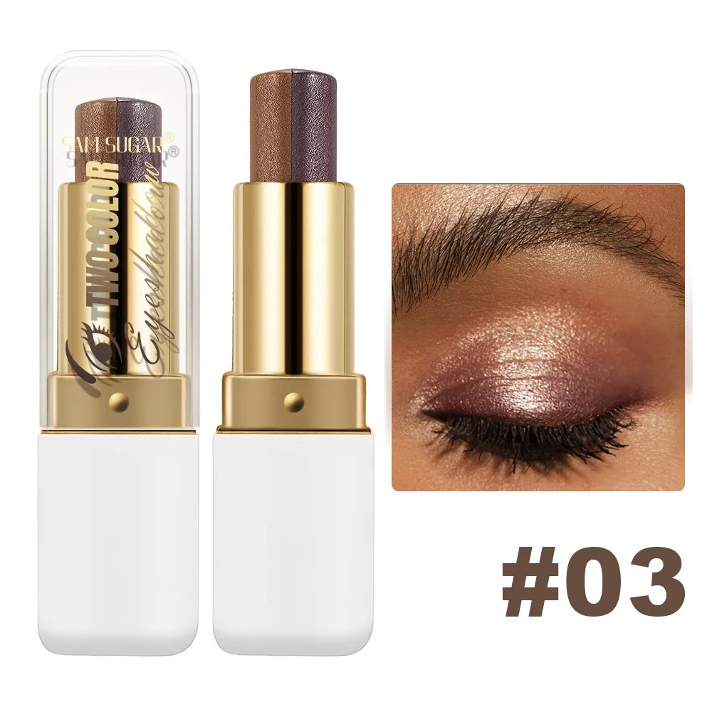 Double Color Eyeshadow Stick Glitter Highlight Shadow Stick Eye Makeup Waterproof