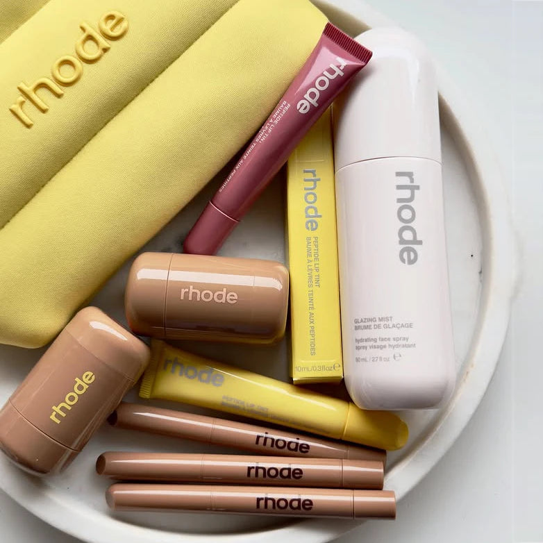 RHODE Lemontini Makeup Toiletry Bag Lip Gloss and Blusher Lip Oil Balm Blush Milk Essence Facial Cleanser