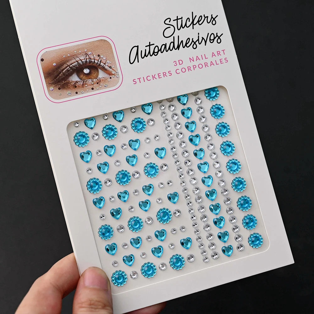 900pcs Face Gem Stickers Self Adhesive Waterproof