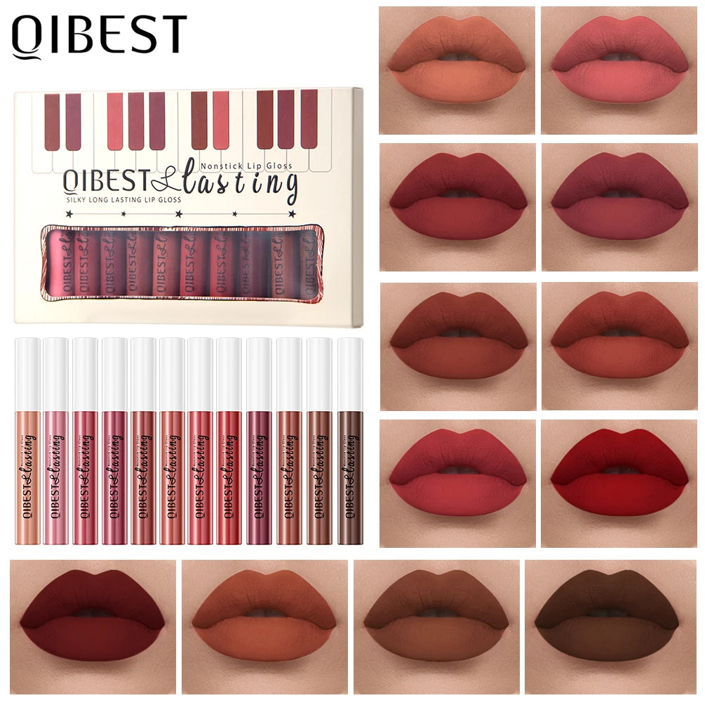 12pcs/set Matte Lip Gloss Waterproof Lasting Liquid Lipstick