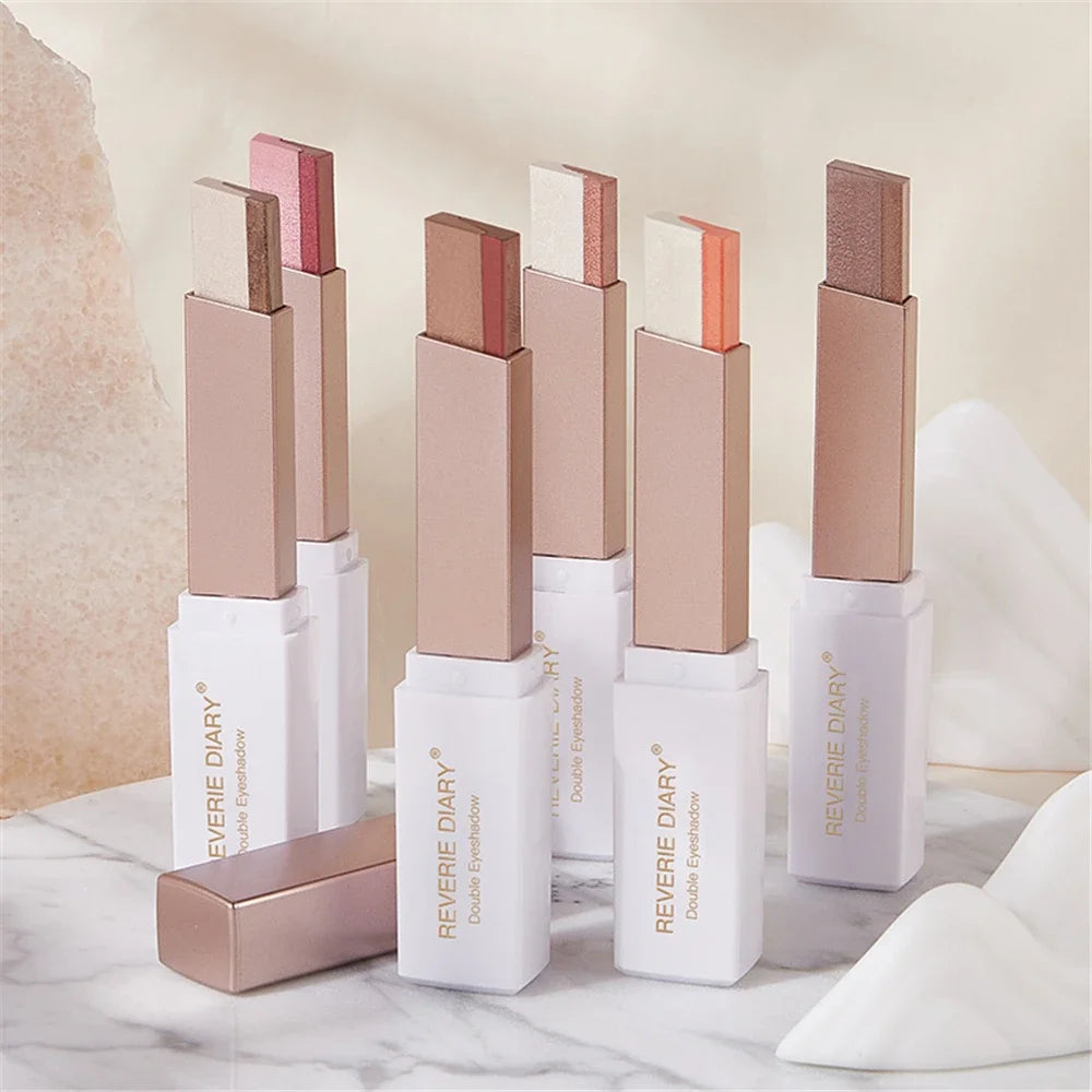 1Pcs Professional 2 In 1 Double Color Velvet Eye Shadow Stick Waterproof