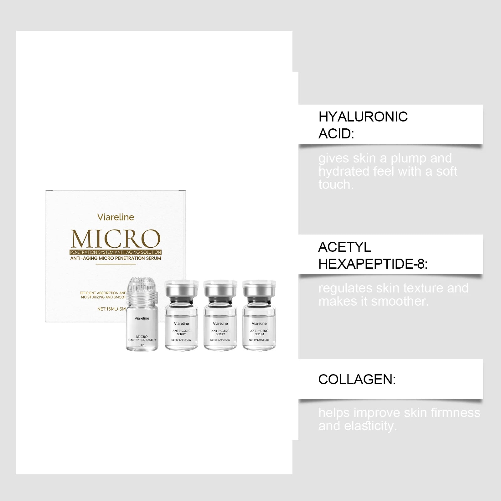 Collagen Microneedle Serum Set Hydrating Facial Roller Kit Glowing Skincare