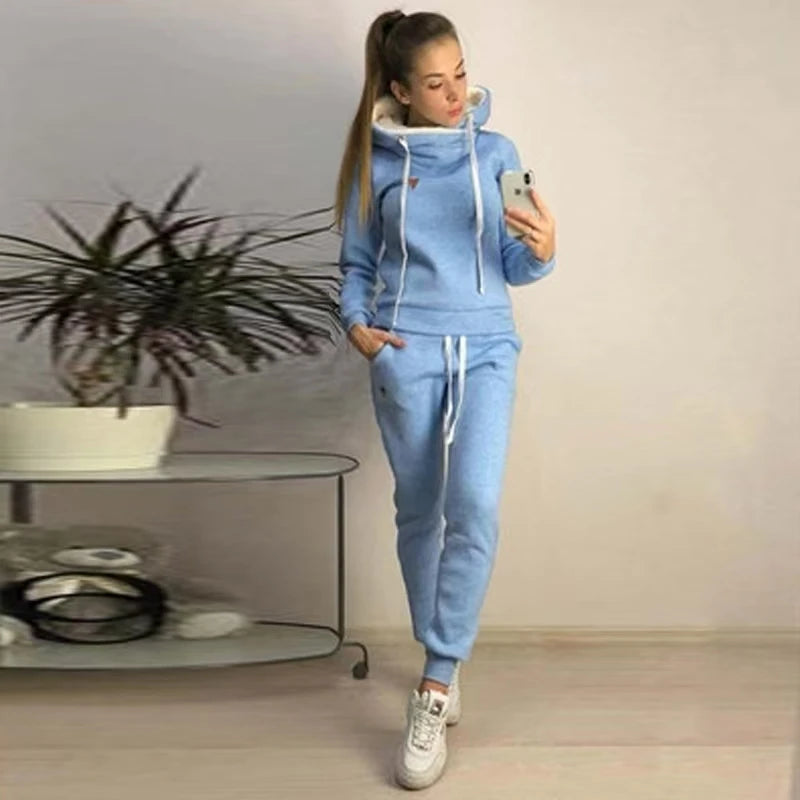 Women Tracksuit Casual Hoodies Sweatshirt Pant Set Lounge Wear
