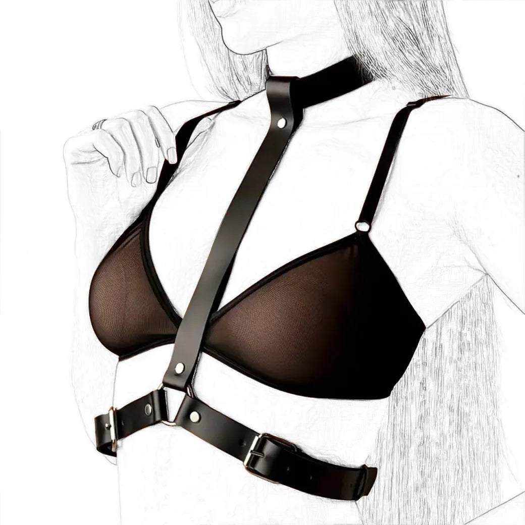 Gothic PU Leather Harness Buttock Garters Sexy Women's Erotic Sets