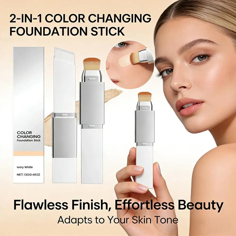 2-in-1 Foundation Stick  Color Changing For All Skin Types Base Makeup