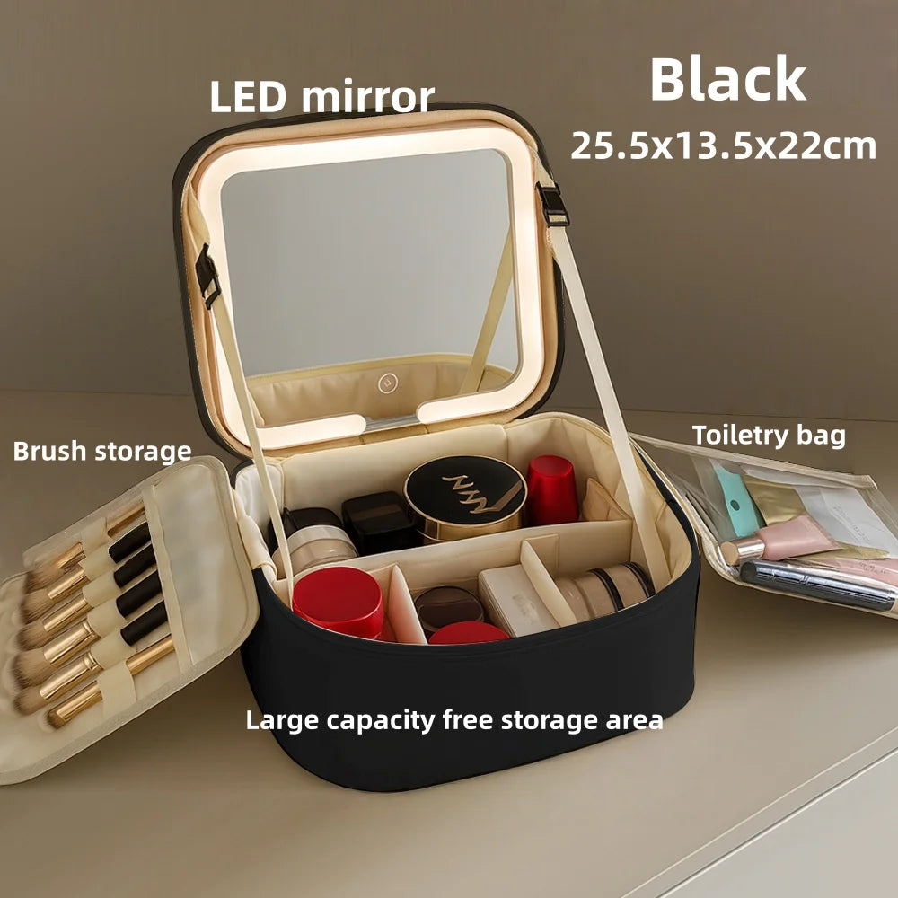 Makeup Bag With LED Mirror Large Capacity Bag and Organizer