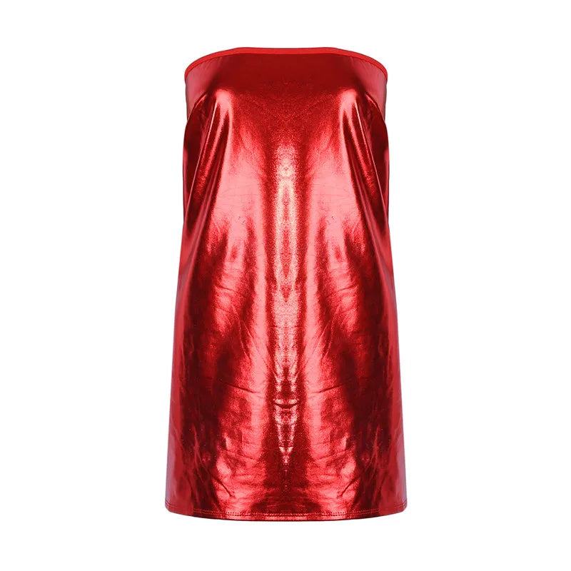 Solid Color Dress Clubwear Imitation Leather
