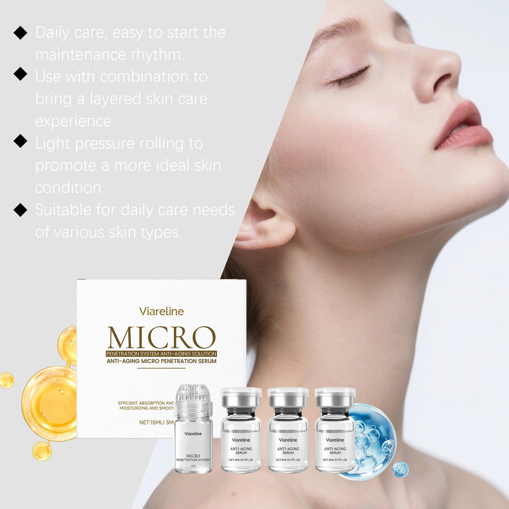 Collagen Microneedle Serum Set Hydrating Facial Roller Kit Glowing Skincare
