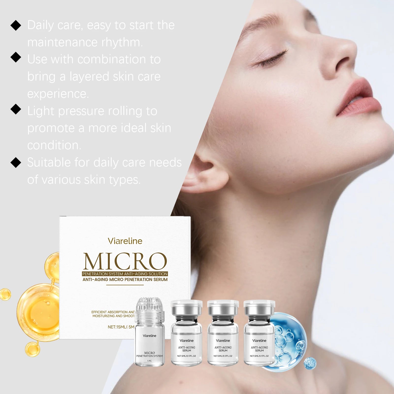 Collagen Microneedle Serum Set Hydrating Facial Roller Kit Glowing Skincare