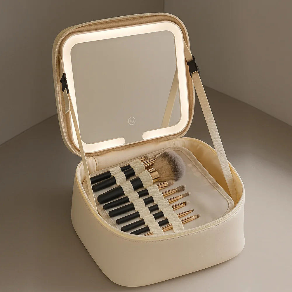 Makeup Bag With LED Mirror Large Capacity Bag and Organizer