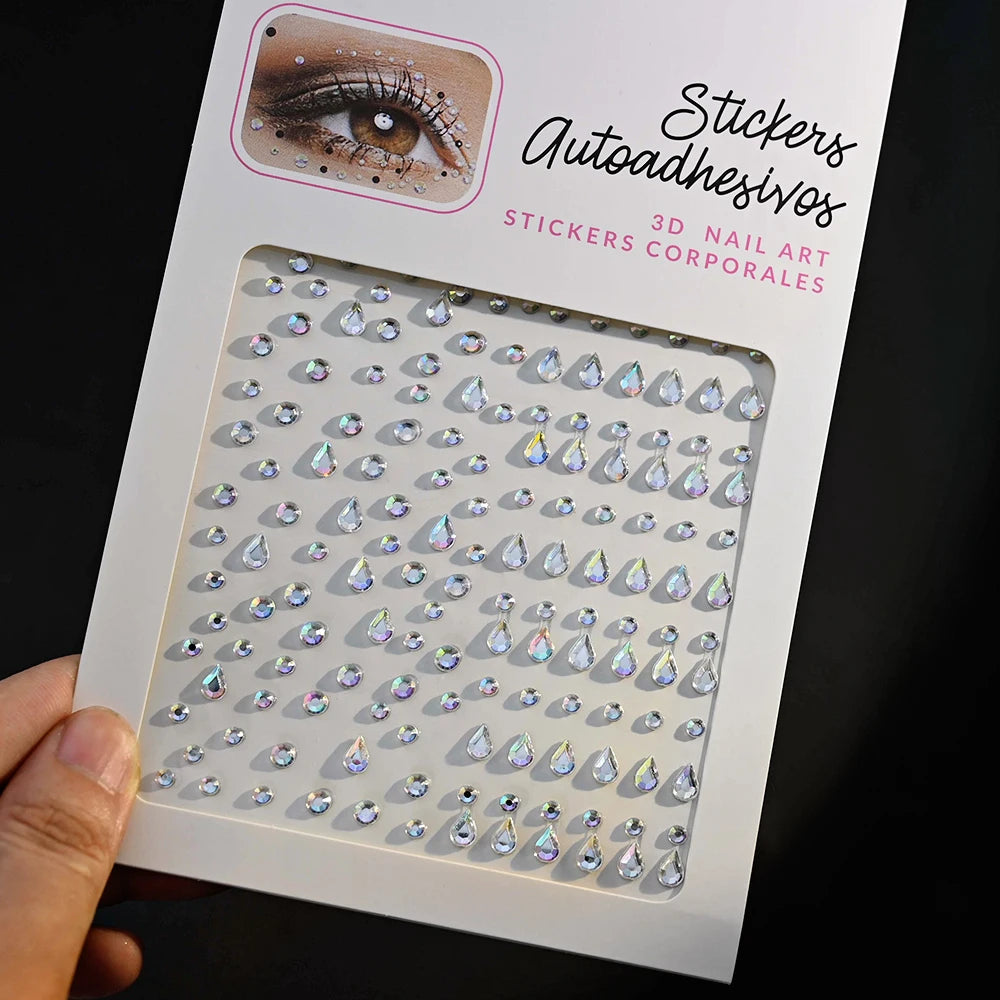 900pcs Face Gem Stickers Self Adhesive Waterproof