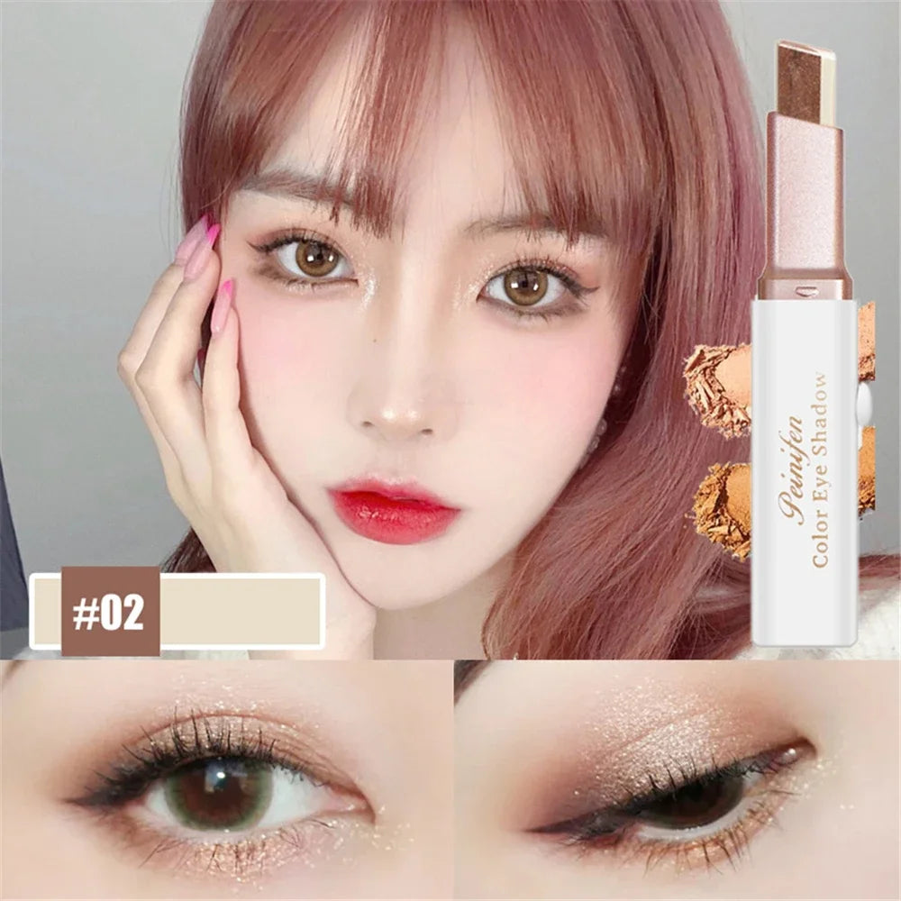 1Pcs Professional 2 In 1 Double Color Velvet Eye Shadow Stick Waterproof
