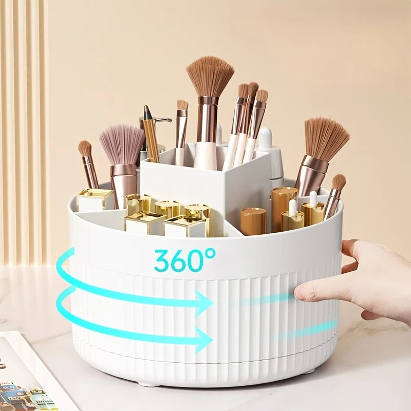 Desktop Rotating Makeup Organizer Cosmetics Storage Box Slot Makeup Versatile Holder for Brushes