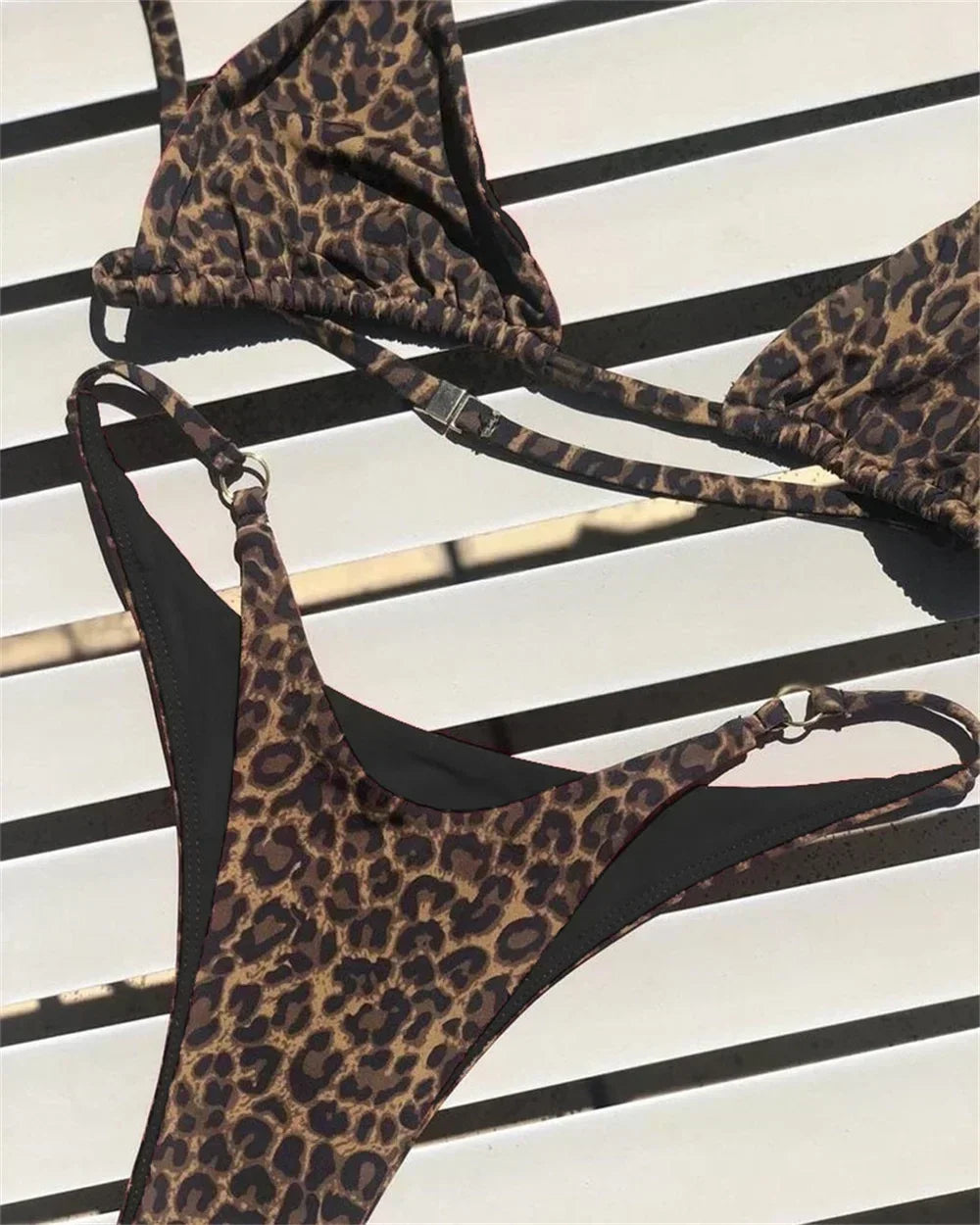 Sexy String Bikini Leopard Print Triangle Thong Brazilian Beach Bathing Suit