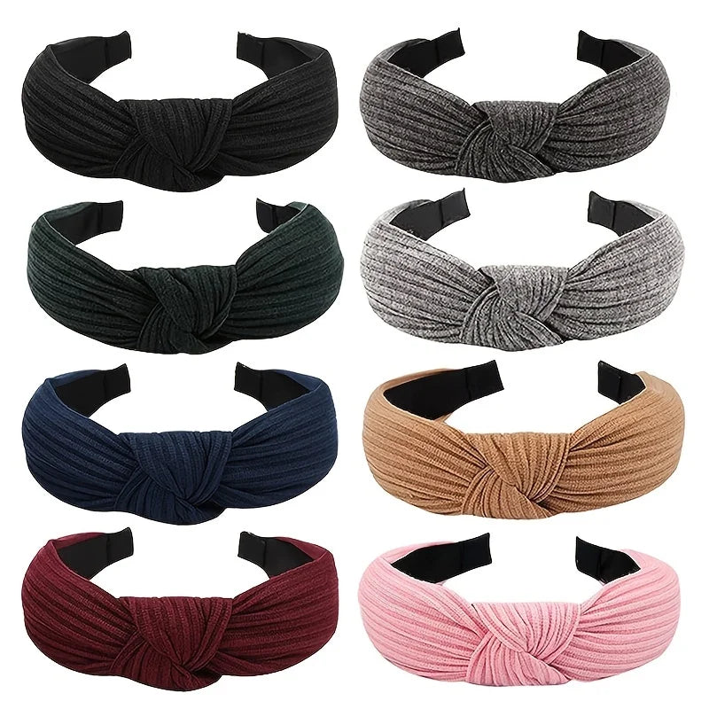 8-piece women's multicolor striped top knot headband