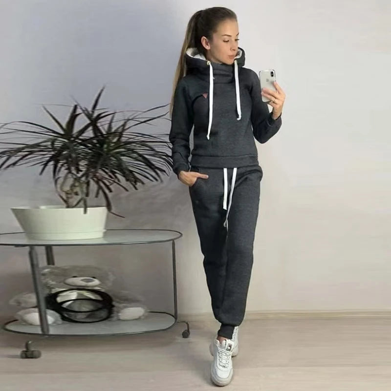 Women Tracksuit Casual Hoodies Sweatshirt Pant Set Lounge Wear