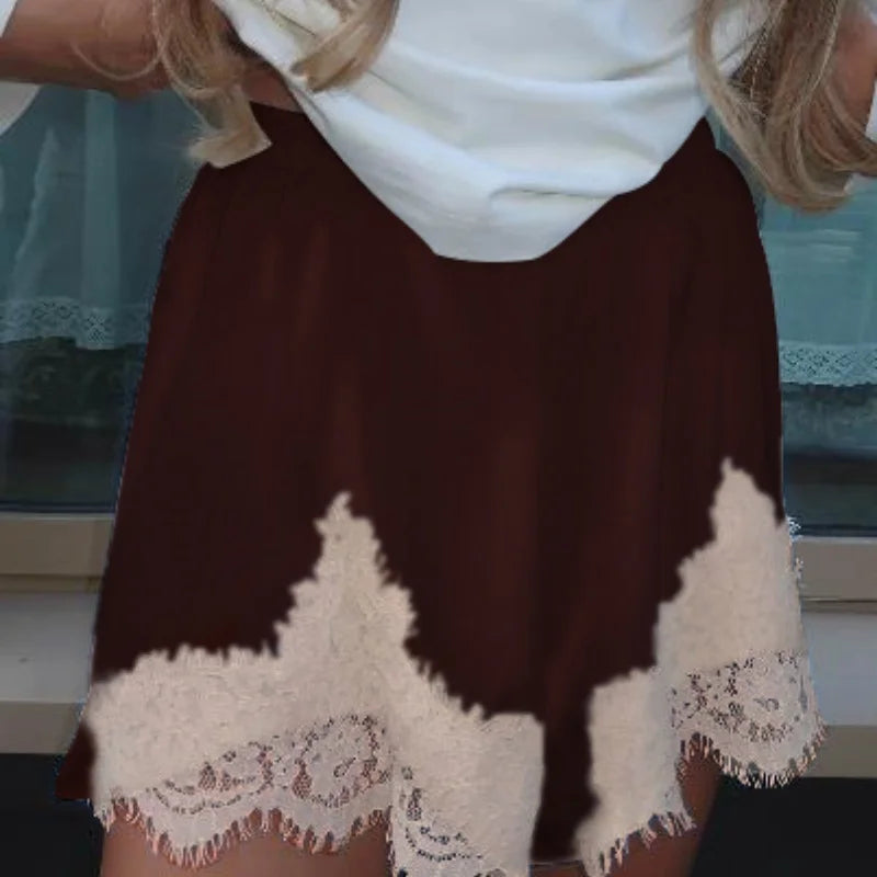 Women Slik Lace Trim Shorts Mini Slip Boxer Shorts