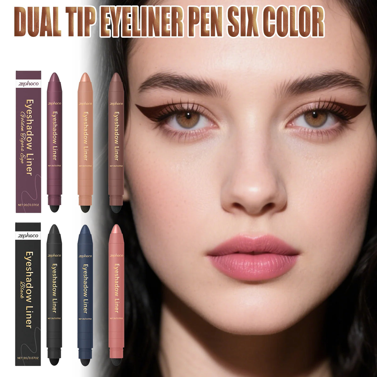 2in1 Eyeliner Pen Smudge Proof Waterproof Formula