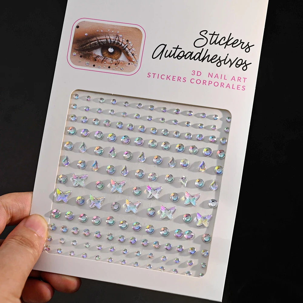 900pcs Face Gem Stickers Self Adhesive Waterproof