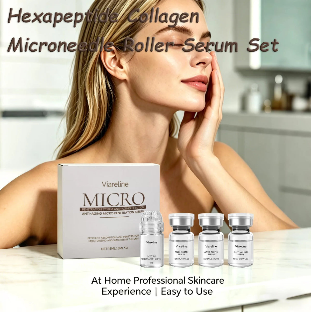 Collagen Microneedle Serum Set Hydrating Facial Roller Kit Glowing Skincare