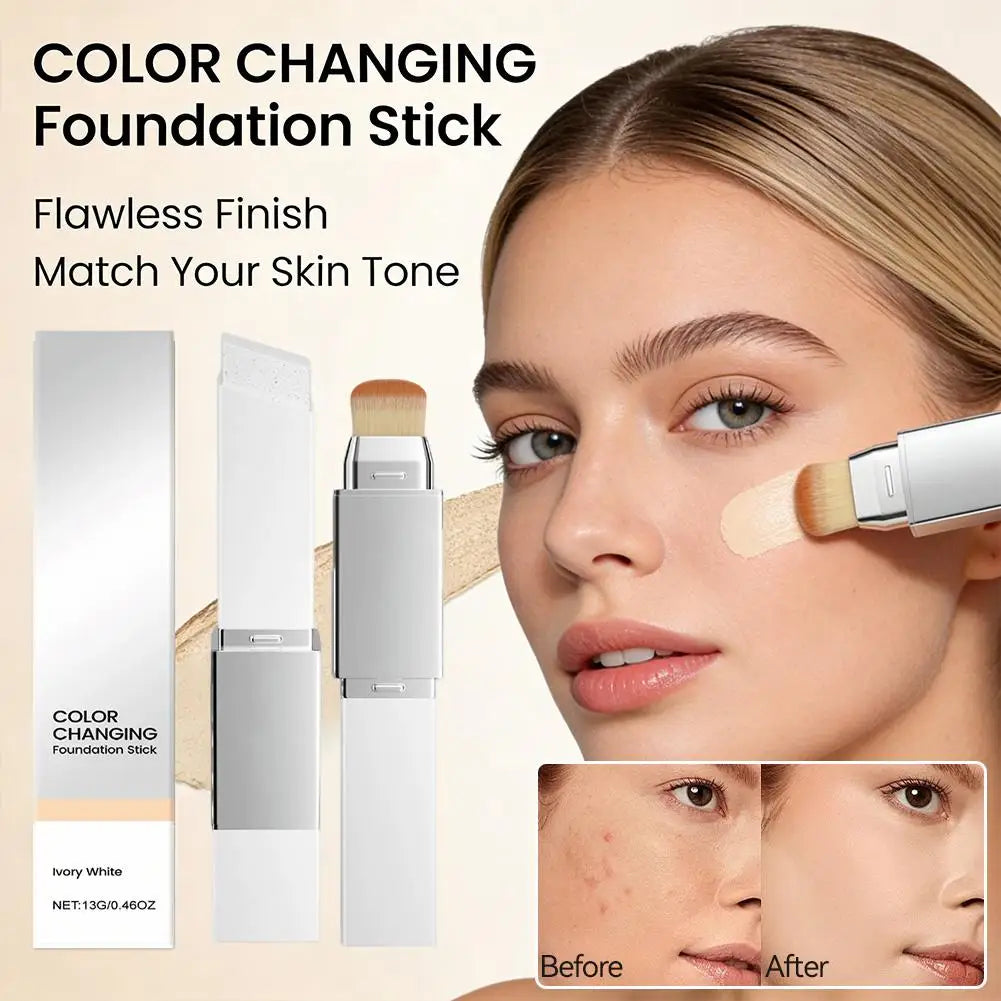 2-in-1 Foundation Stick  Color Changing For All Skin Types Base Makeup
