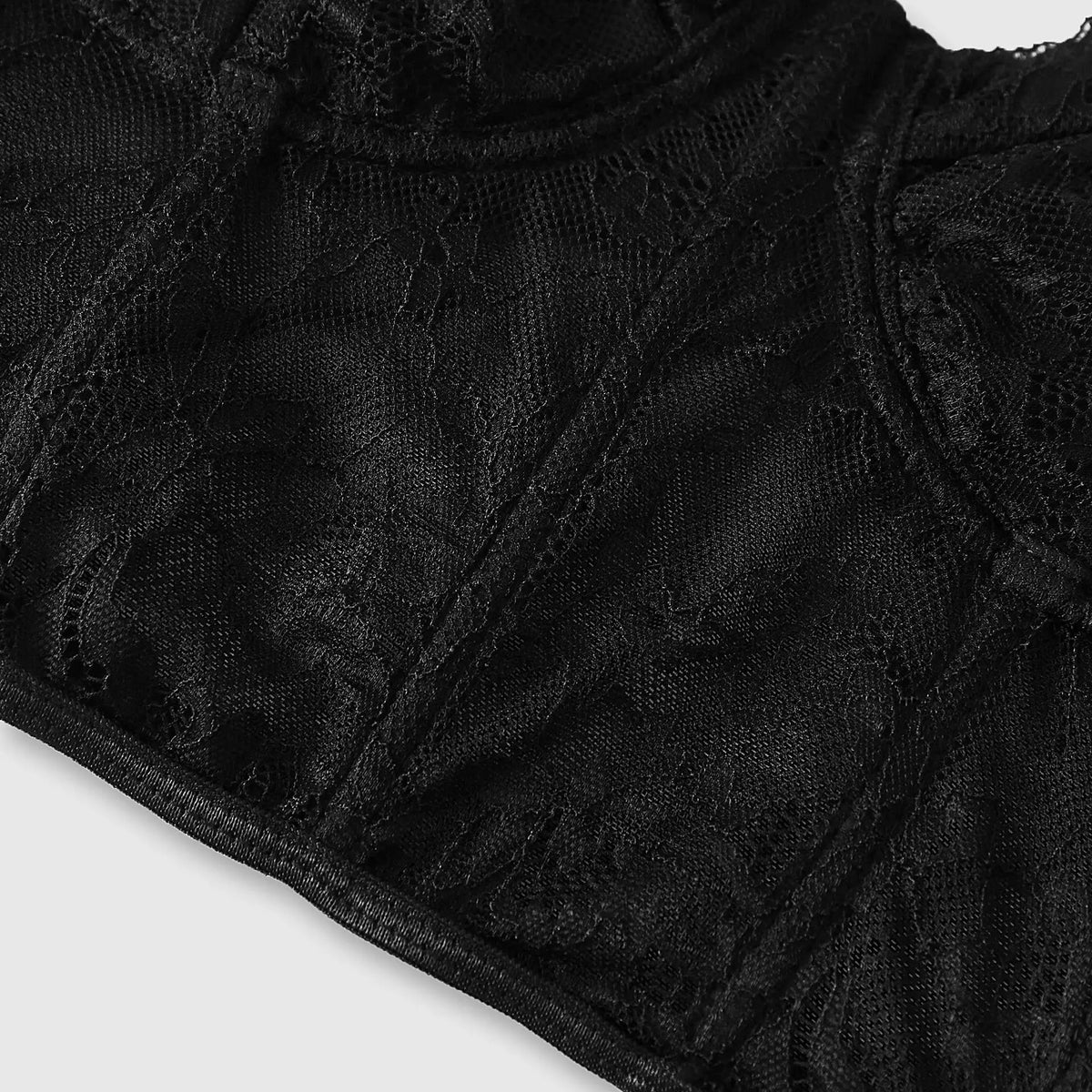Sexy Black Semi Transparent Bra Mesh Corset Bustier