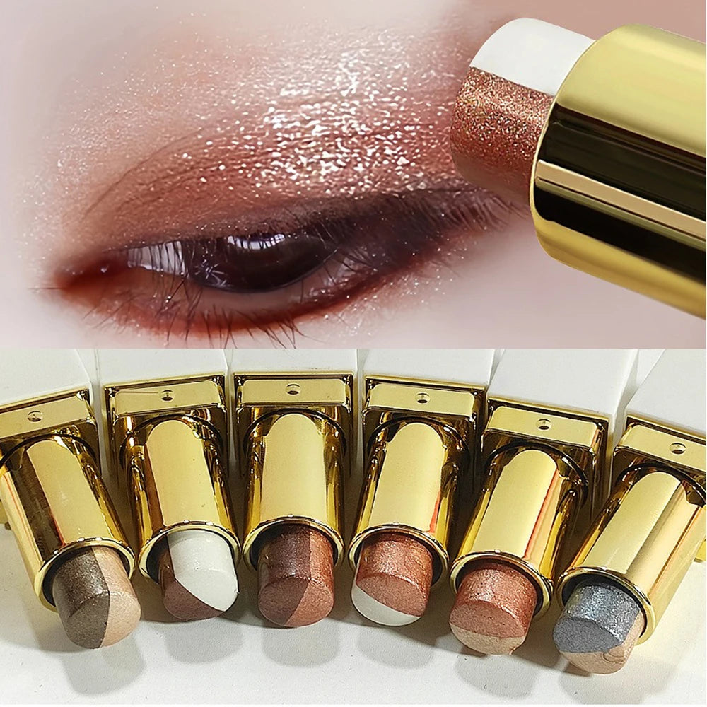 Double Color Eyeshadow Stick Glitter Highlight Shadow Stick Eye Makeup Waterproof