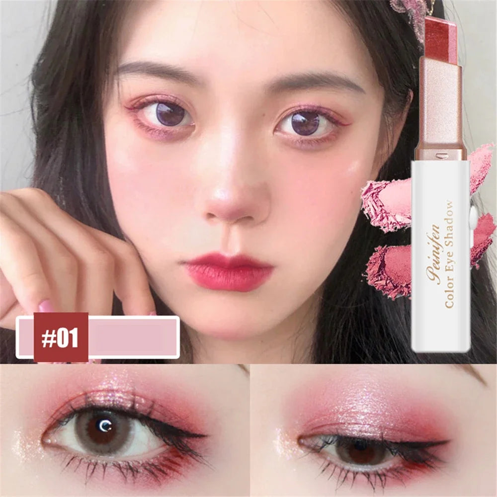 1Pcs Professional 2 In 1 Double Color Velvet Eye Shadow Stick Waterproof