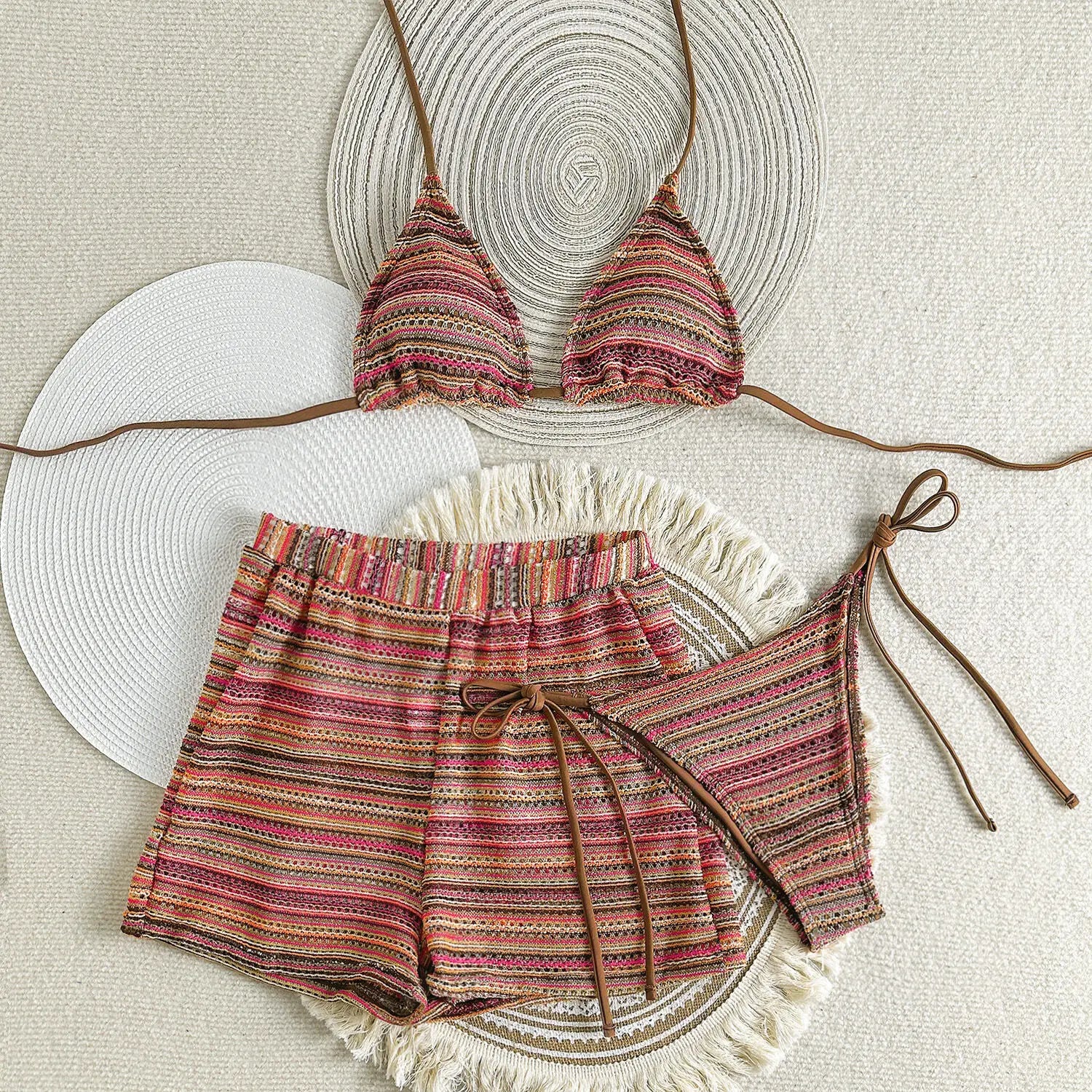 Sexy Striped Bikinis 3 Piece Brazilian